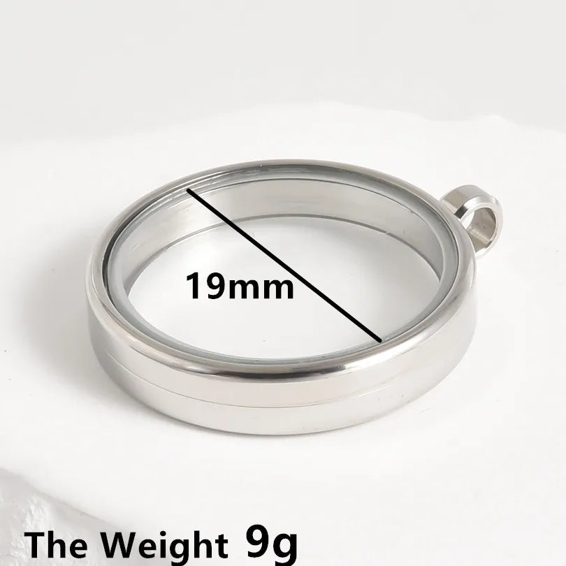 1Pc Stainless Steel Round Reliquary Photo Coin Holder Locket Pendant Openable Glass Cremation Urn Relicario Colgantes Jewelry