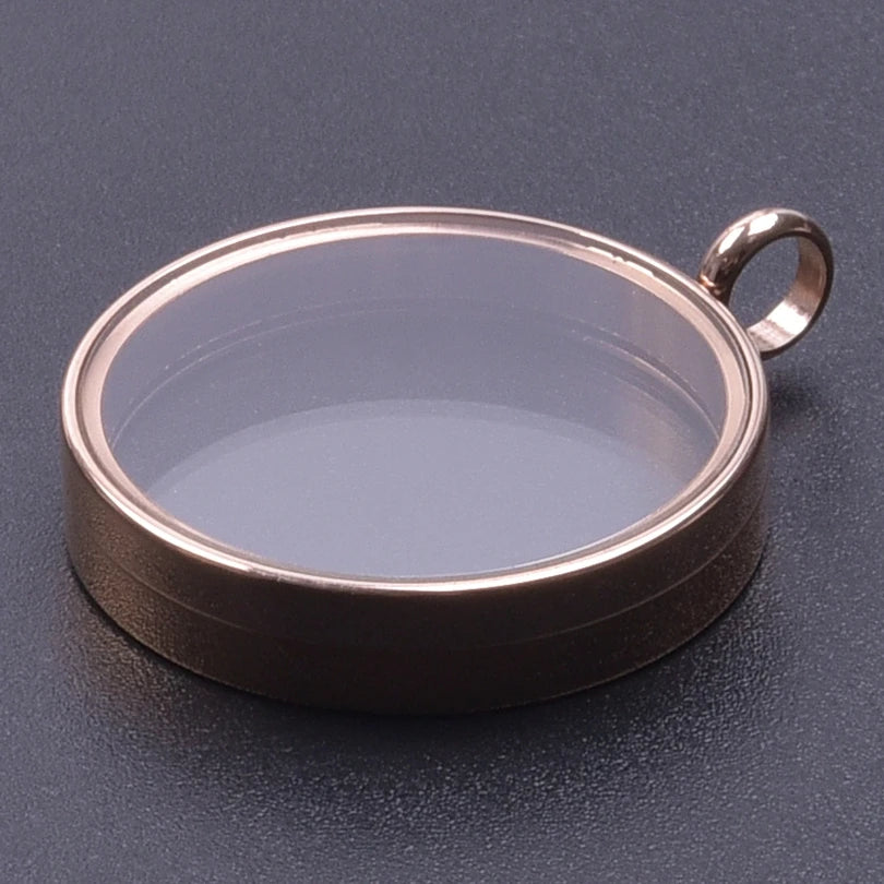 1Pc Stainless Steel Round Reliquary Photo Coin Holder Locket Pendant Openable Glass Cremation Urn Relicario Colgantes Jewelry