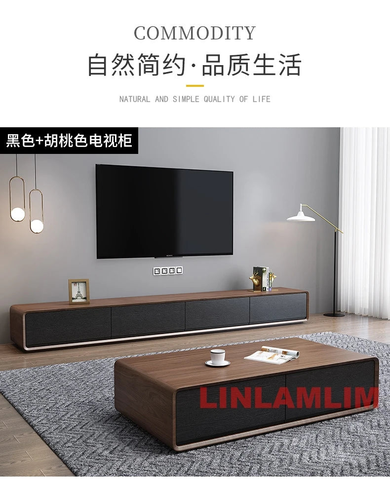 Modern White Living Room Furniture Set, Coffee Table and TV Stand with Storage Cabinets, Contemporary Entertainment Center Set