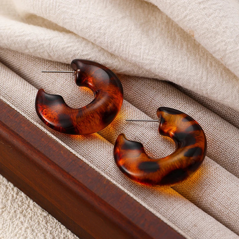 1 Piece Round Leopard Print Ear Clips Earrings For Women C Shape No Piercing Fake Cartilage Ear Cuff Female Jewelry Accessories