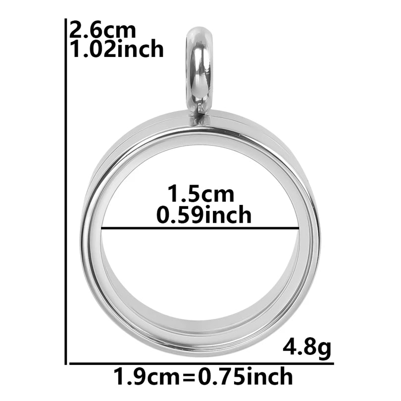 1Pc Stainless Steel Round Reliquary Photo Coin Holder Locket Pendant Openable Glass Cremation Urn Relicario Colgantes Jewelry