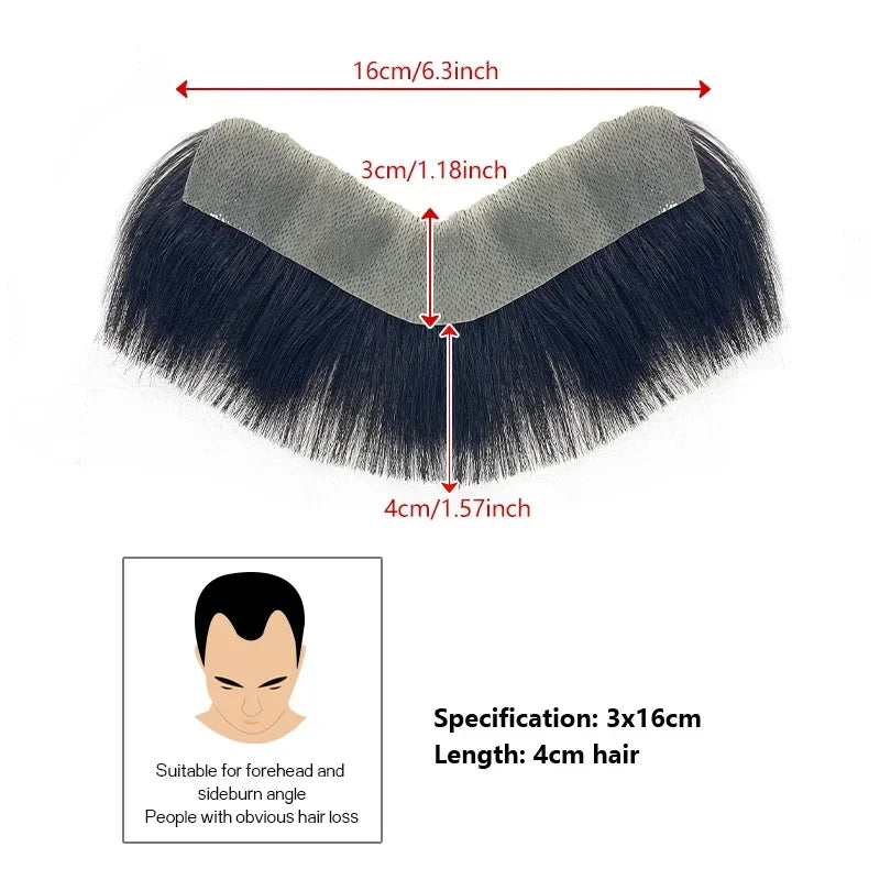 100% Human Hair Men PU V Loop Front Toupee Carefully Prune Natural Hairline Wigs Remy Hair Replacement Straight Hairpiece