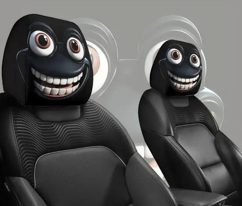 KEBIDUMEI 2pcs Smiley Face Printed Pillowcase Seat Headrest Washable Polyester Fabric Decorative Cushion Covers Car Accessories