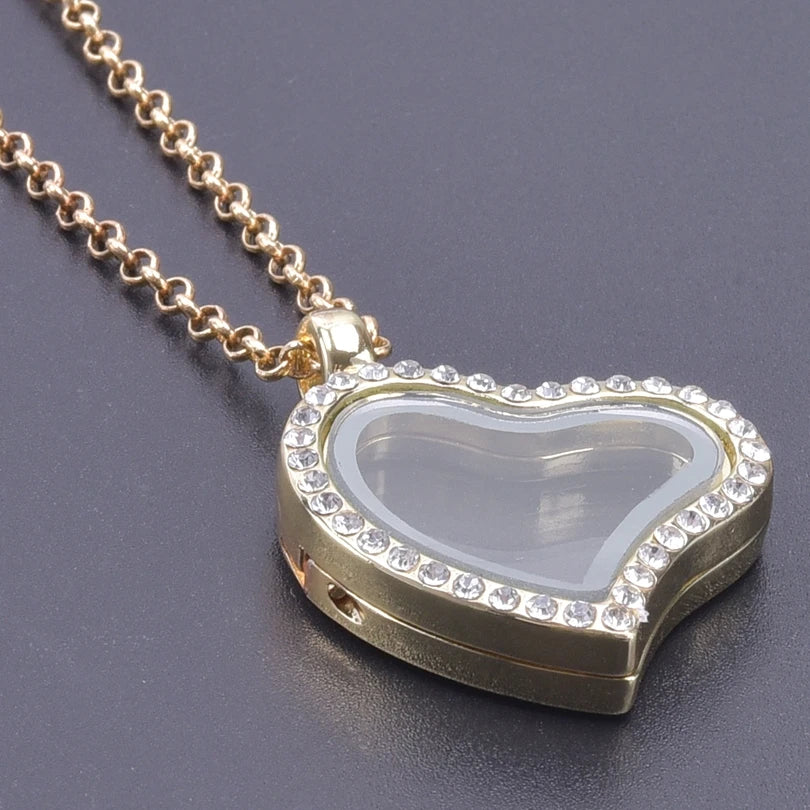 1Pc Trendy Sweet Love Glass Reliquary Photo Locket Pendant Necklaces Goth Heart Cremation Ashes Urn Relicario Collares Jewelry