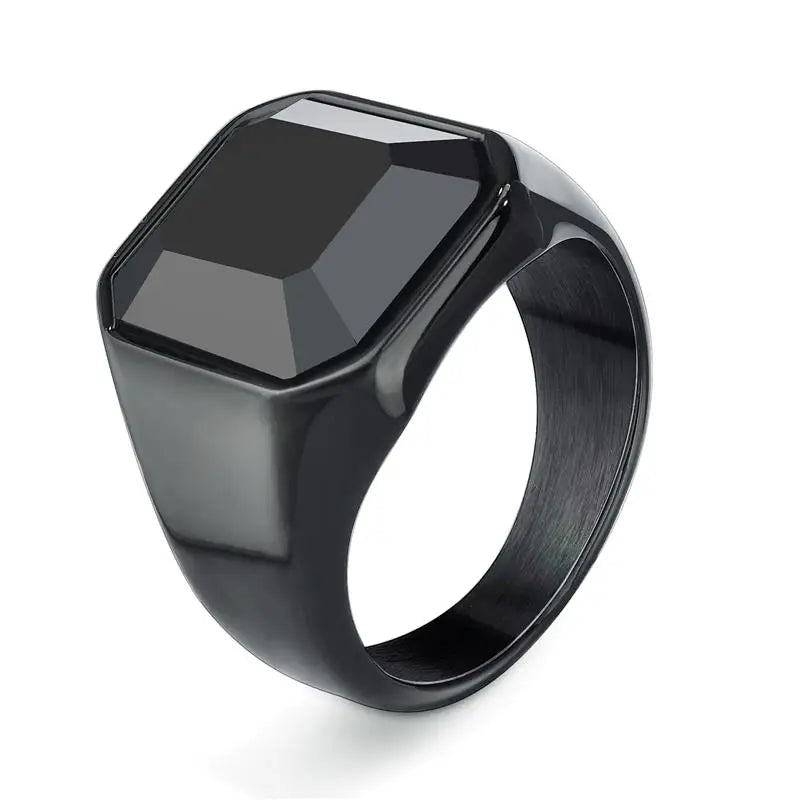 Jiayiqi Men'S Ring Punk Rock 316L Stainless Steel Signet Ring For Men Hip Hop Party Jewelry Male Wedding Gift Custom accept