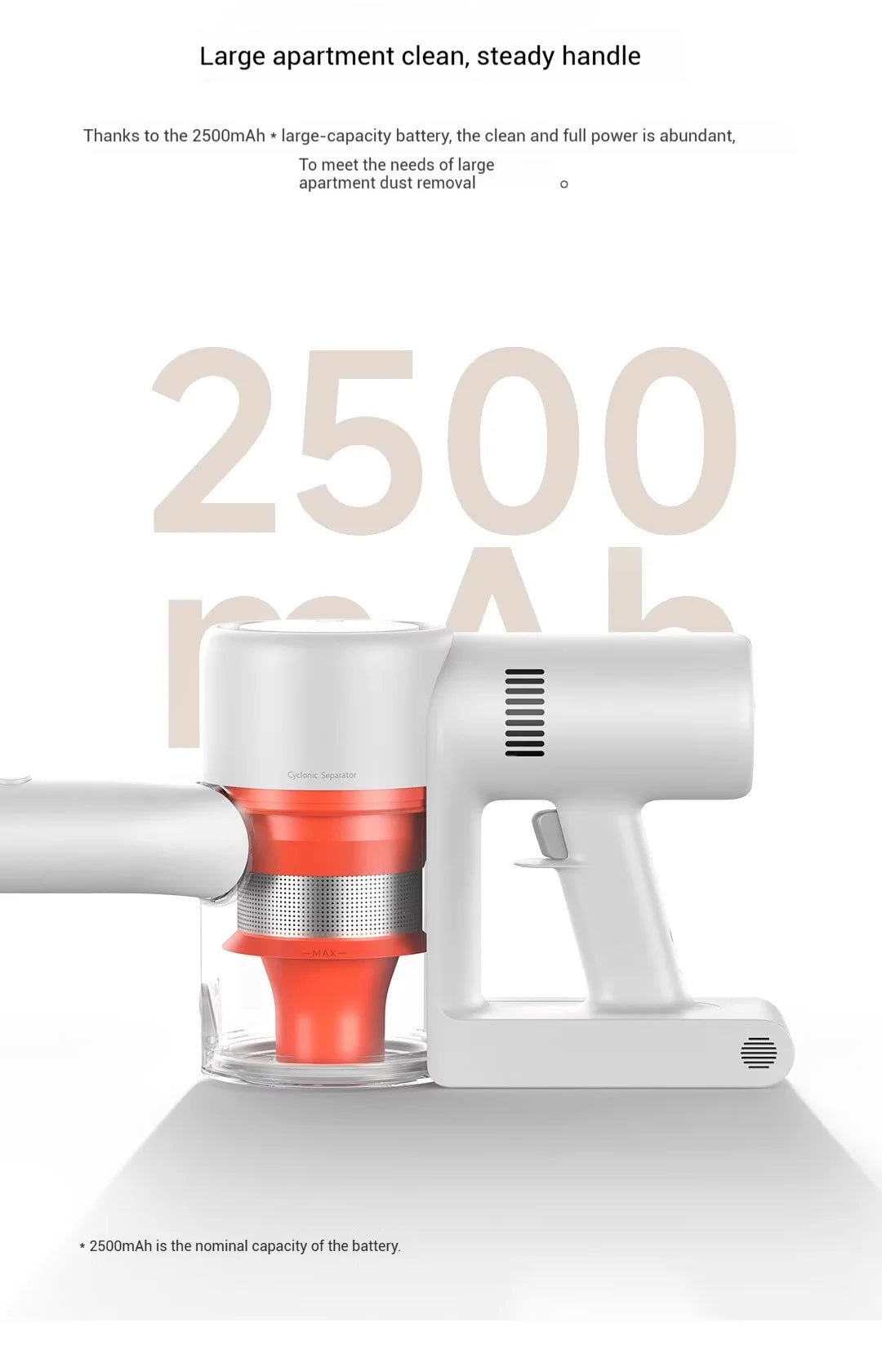 XIAOMI MIJIA Wireless Vacuum Cleaners 2 Dust Display Edition, 24kPa Suction, Maximum Battery Life 60 Min, Cordless Handheld Vacu