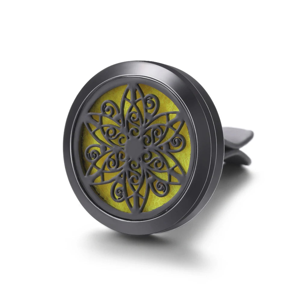 New Car Air Freshener Diffuser Clip Black Hollow Pattern Aromatherapy Lockets Essential Oil Perfume Pendant Car Ornaments Gift