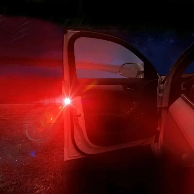 2PCs Car Door Light Warning Light Anti Collision Flash Red Wireless Alarm Lamp Strobe Light Turn Signal Parking Light