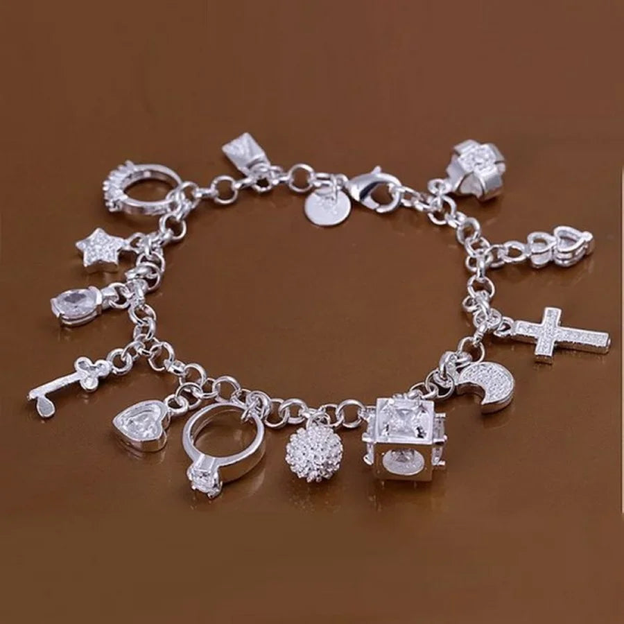 Fine Noble 925 Sterling Silver Solid Chain Bracelet For Women Men Charm Party Gift Wedding party Fashion Jewelry
