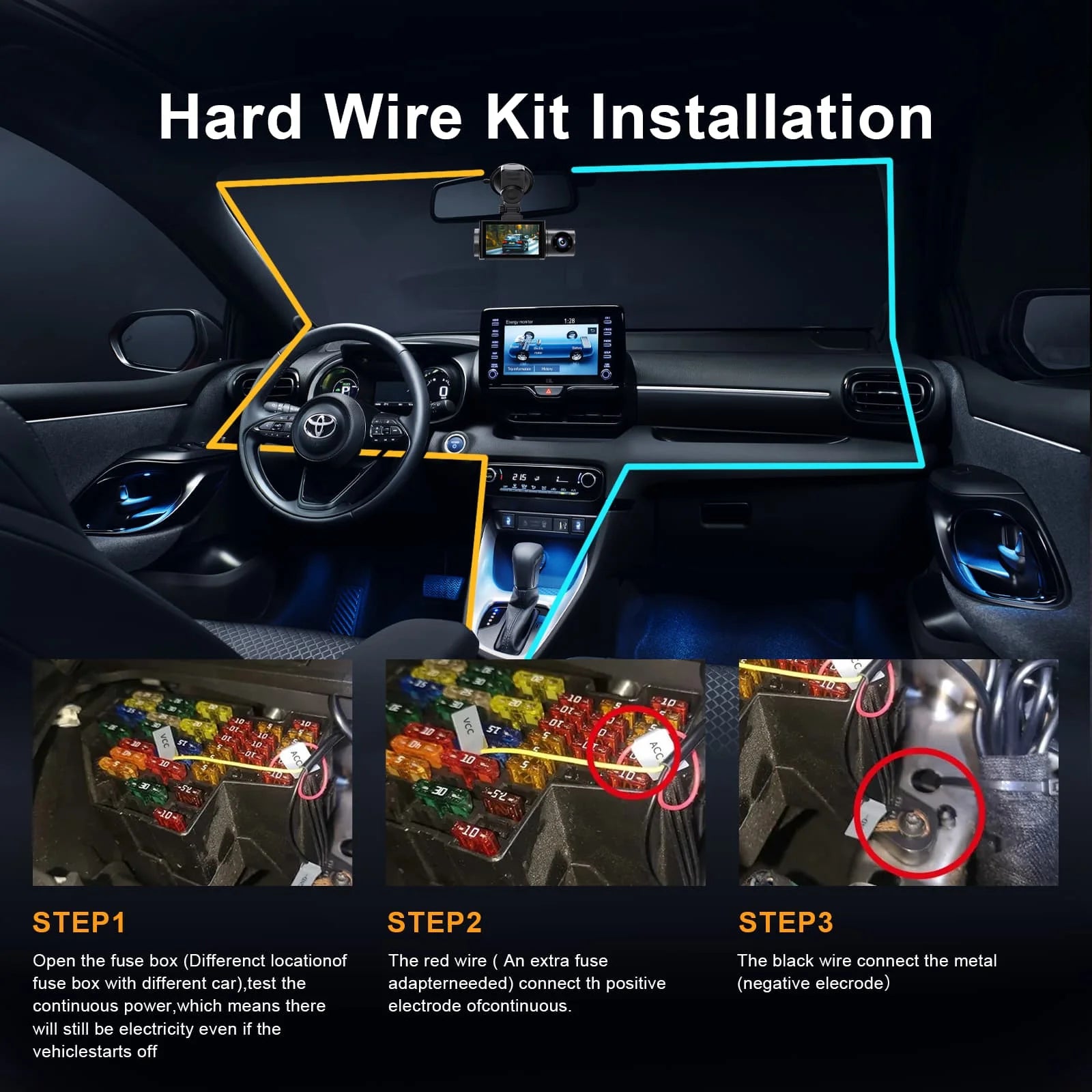 Dash Camera 4K for Cars DVR Dual-Channel HD 1080P Front and Rear GPS Car Camera WDR Night Vision WiFi APP Monitor Video Recorder