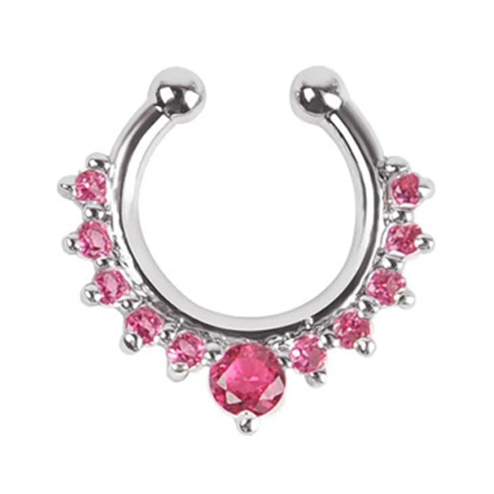 1pc New Fake Piercing Jewelry Clip On Nose Septum Ring for Women Fake Nose Rings Hoop Crysta Faux Non Pierced Nose Ring Earrings