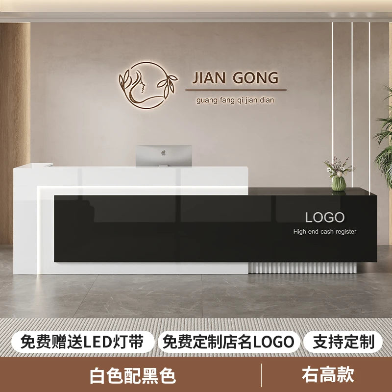 Customized Premium Desk Table Glamour Luxury Simple Elegant Reception Desk Modern Design Recepcion Mostrador Office Furniture