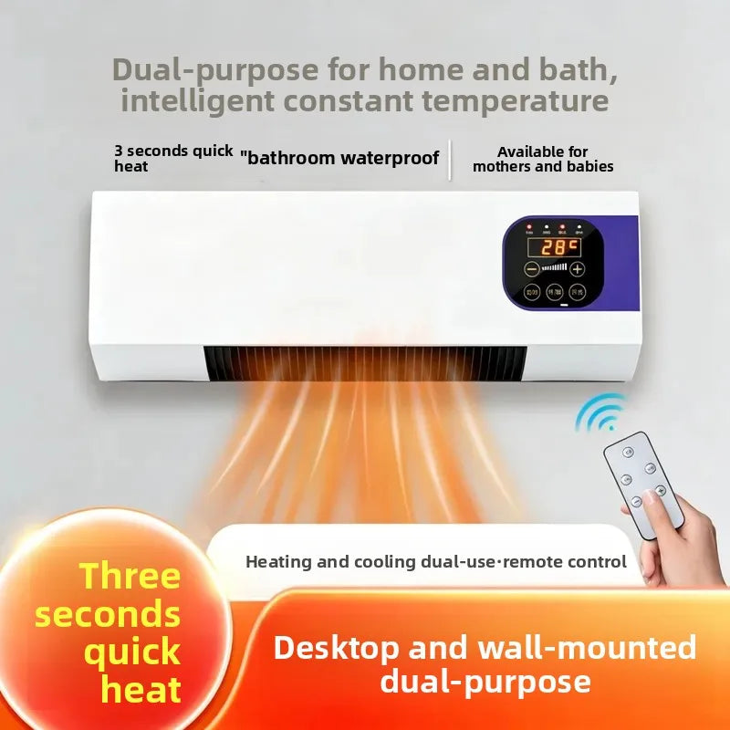 Household Wall Mounted Bathroom Energy Saving Quick Heating Electric Heater Desktop Remote Control Dual Purpose Heater