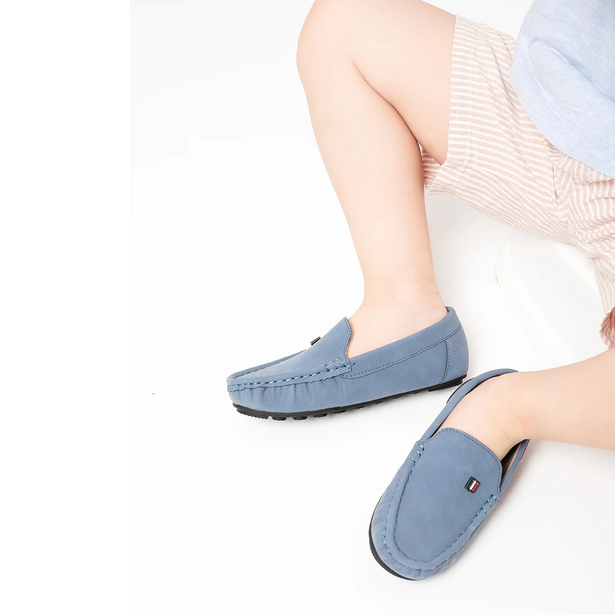 Boys Slip-On Suede Loafers Toddler Little Kid Stitch Detail Casual Dress Shoes