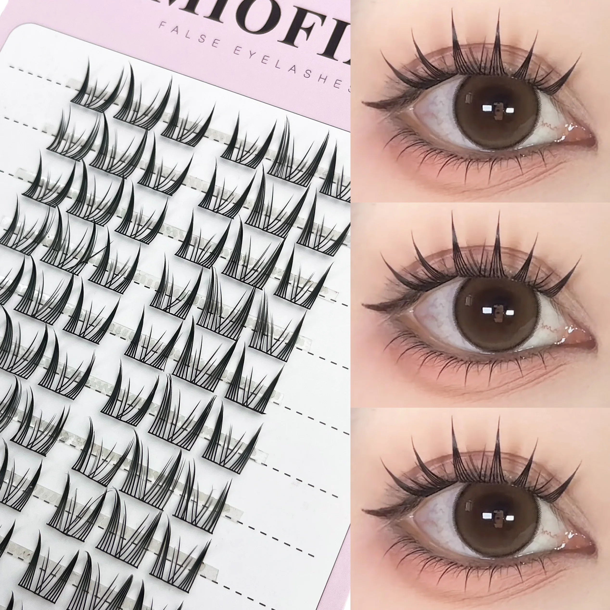 1/box 120 bundles Mink False Eyelash Natural Fishtail Lash 3D Russian Individual Eyelash Extension Cluster Makeup Tool Wholesale