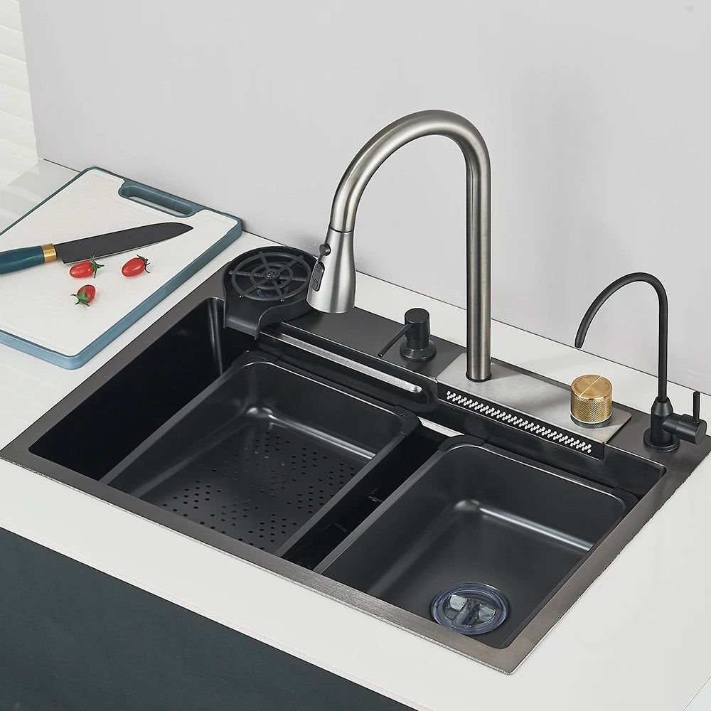 Stainless Steel Kitchen Sinks Recessed Sinks Kitchen Taps Sinks with Drains Kitchen Faucet Sink Sets
