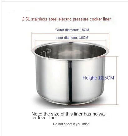 Pressure cooker 2L 3l4L 5L 6L inner pot rice liner 304 stainless steel non-stick cookware kitchen accessories utensils