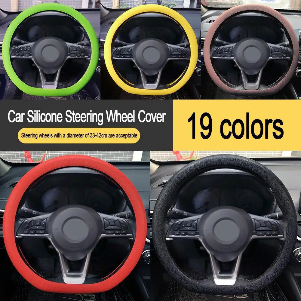 19 Color Car Silicone Steering Wheel Cover For Summer Fashion Sweat Absorbent Non-slip Handle Cover General DIY Parts
