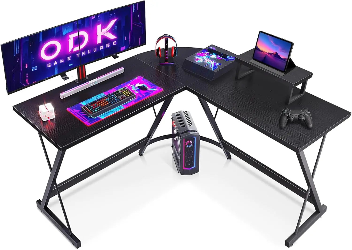 Coleshome Gaming Table, 127x127 cm Gaming Desk Corner Desk for Gamers, Desk L