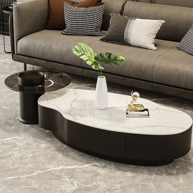 Special-shaped Coffee Tables Modern Luxury Service Sedentary Black Side Tables Storage Lounge Center Mid Century House Furniture