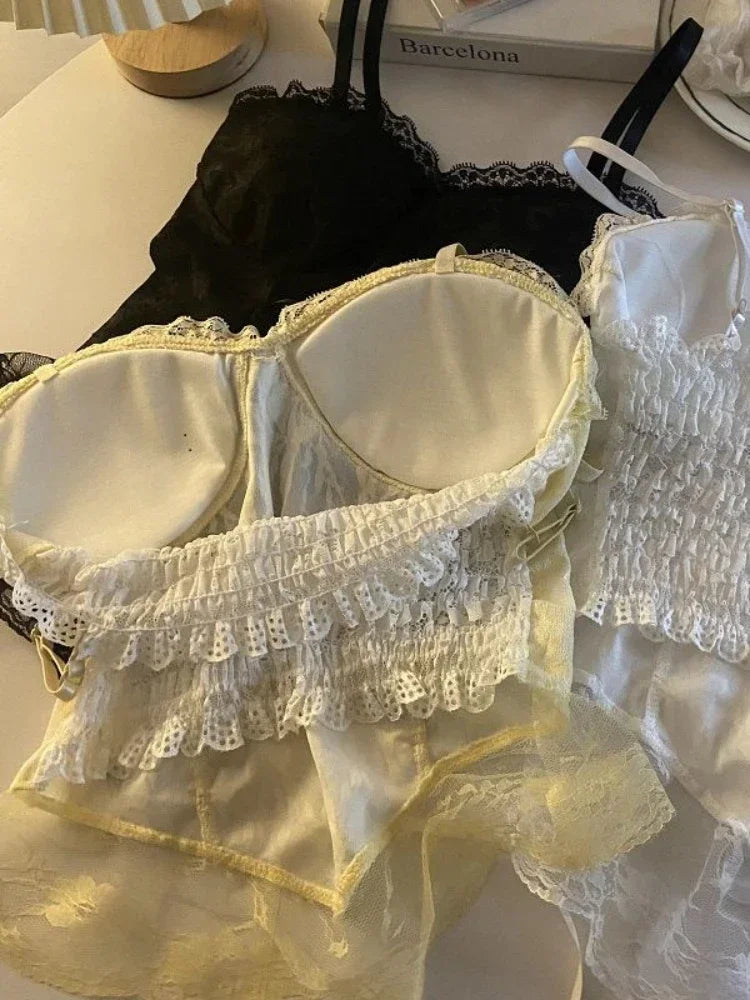 Clothes Blouses Sexy Crop Tops Women Corset Lace Bandage T-shirt Camisole Woman Sling Tank Top Fashion Sleeveless Waistcoat