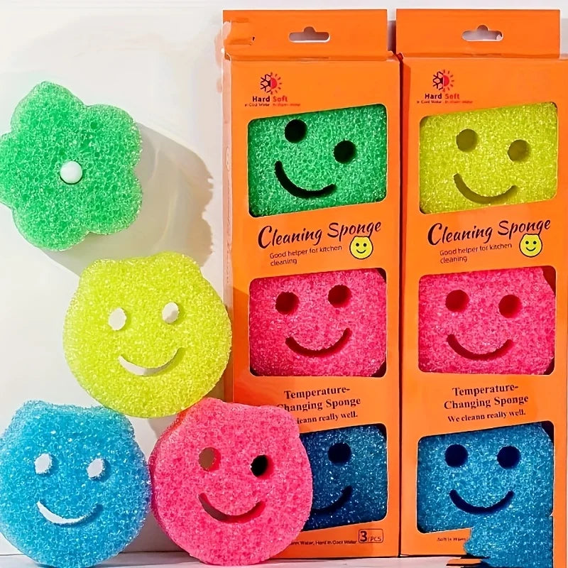 3-piece Kitchen Magic Sponge Brushes, Multi-functional Sponge, Suitable for Frying Pan Cleaning Sponges, Strong Stain-removing