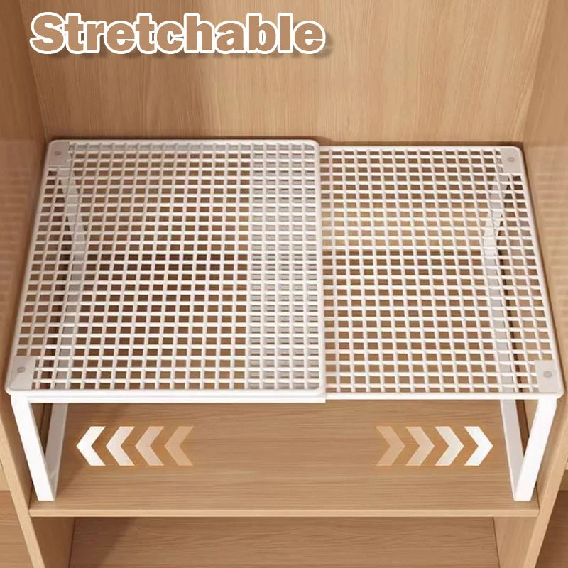 1pc Wardrobe Scalable Layered Partition Board Stackable Large-capacity Shelf Shoe Cabinet Sorting Board Wardrobe Organizer