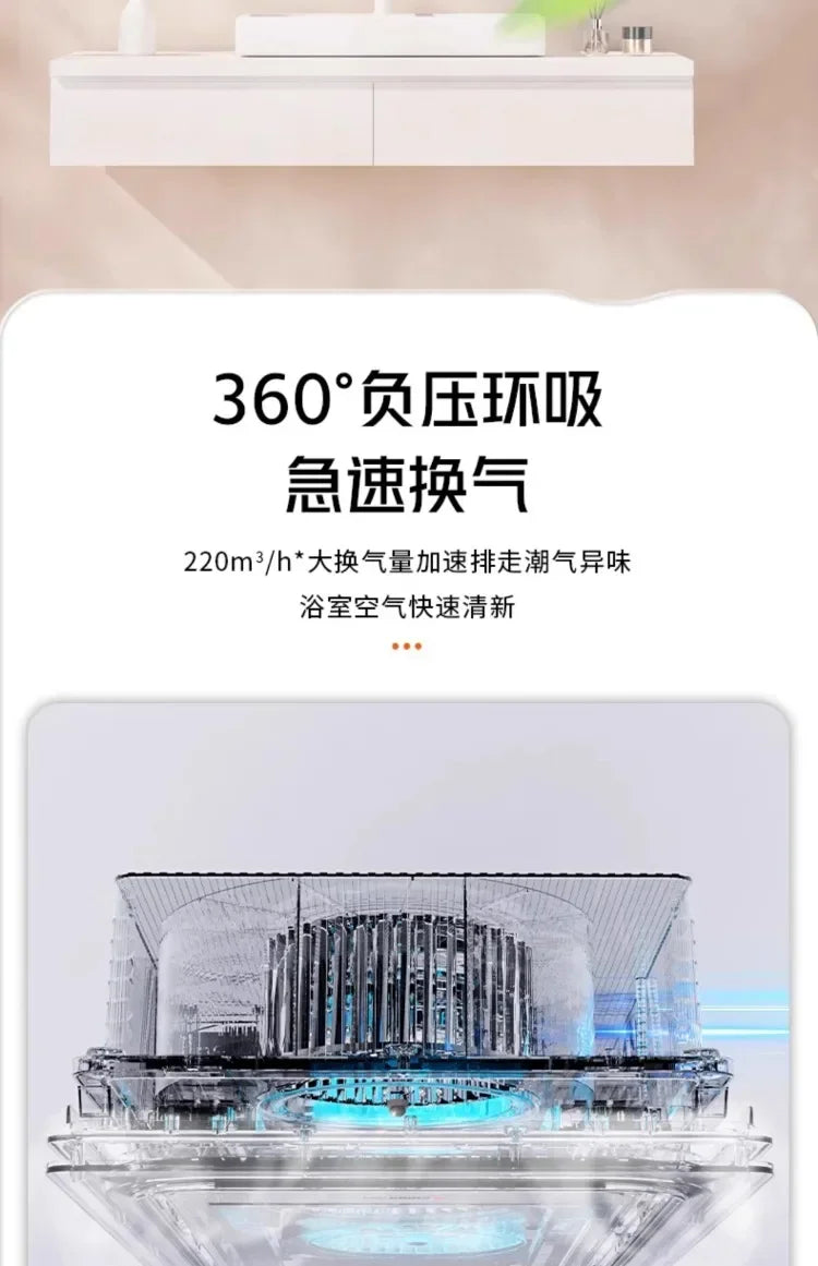 220V Intelligent Integrated Electric Heater with Ceiling Lighting for Bathroom - High-end Smart Heating Appliance Combo IAA