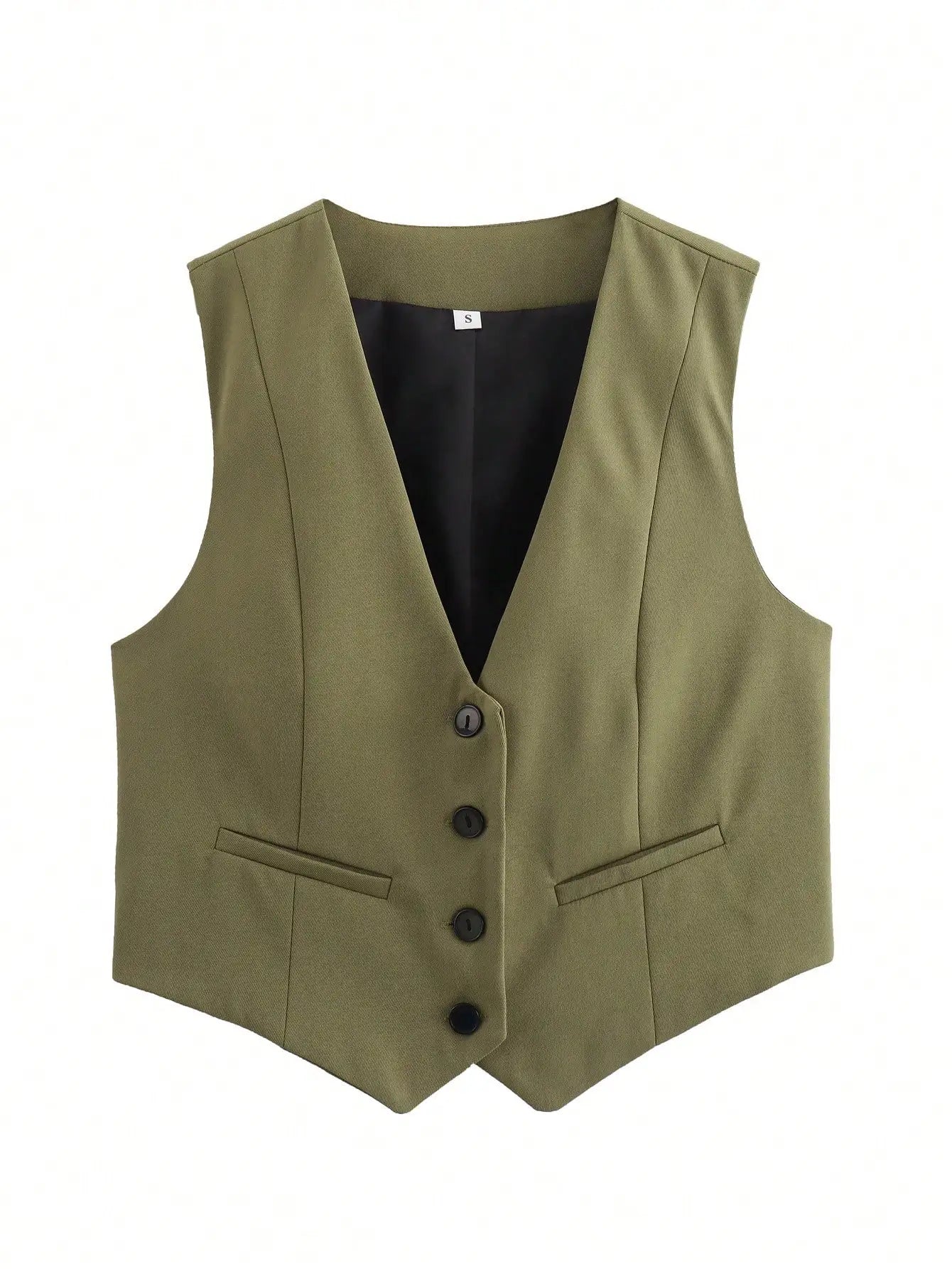 HH Women Fashion Solid Suit Vest Sleeveless Cropped Waistcoat Tops Vests Spring Summer Casual Office Lady Chic Tops