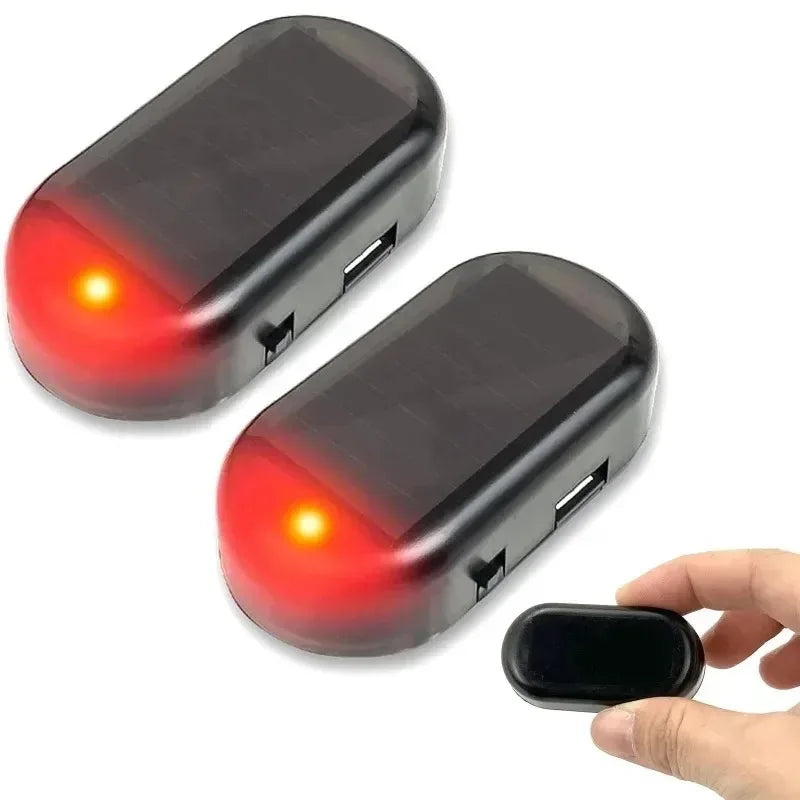 Solar Powered Car Fake Security Light Blue/Red Light Simulated Dummy Alarm LED Fake Security Light Wireless Strobe Signal Alarm
