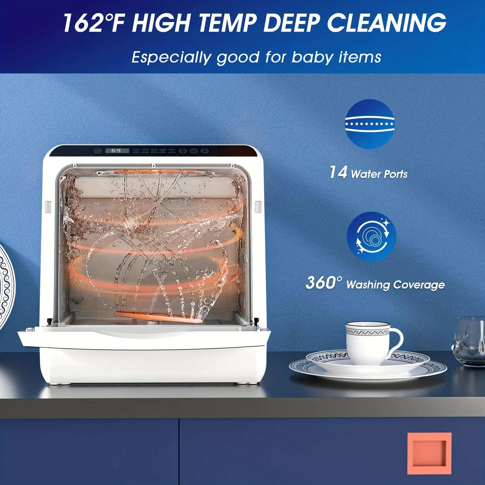 Small Dishwasher Fully Integrated Countertop Table Top Smart Portable Dishwahser Kitchen Mini Dishwasher Machine for Home DS01