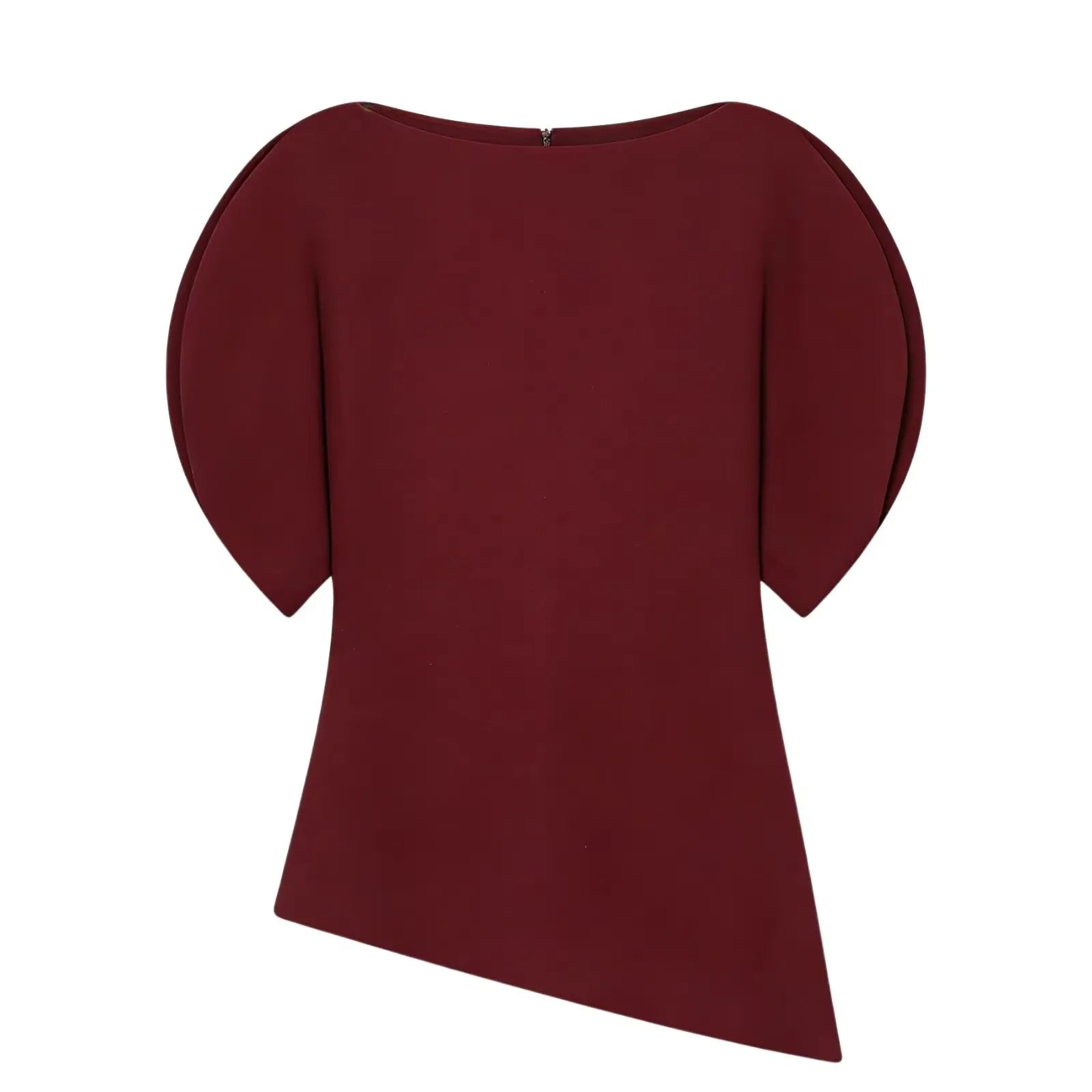 HH Women Elegant Solid Puff Sleeve Blouse Asymmetrical Hem O Neck T-Shirts 2026 Spring Fashion Female Streetwear Y2K Tops