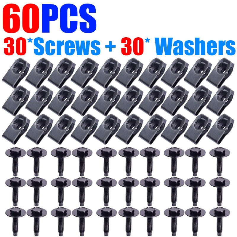 Car Fender Liner Retainer Clip M6 Engine Splash Shield Screws Hex Head Bolt Washer Auto Under Cover Bumper Guard Board Fastener