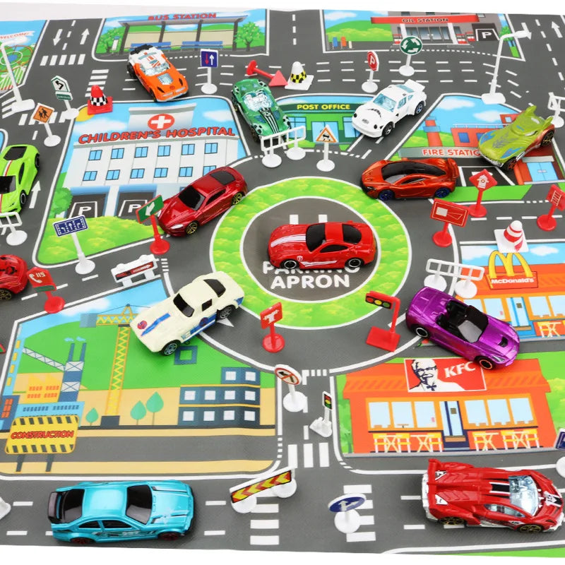 83*58cm/130*100cm Road Mat Children Traffic Car Map Educational Toy Road Plastic Carpet Playmat For Mats City Kids Toys Games