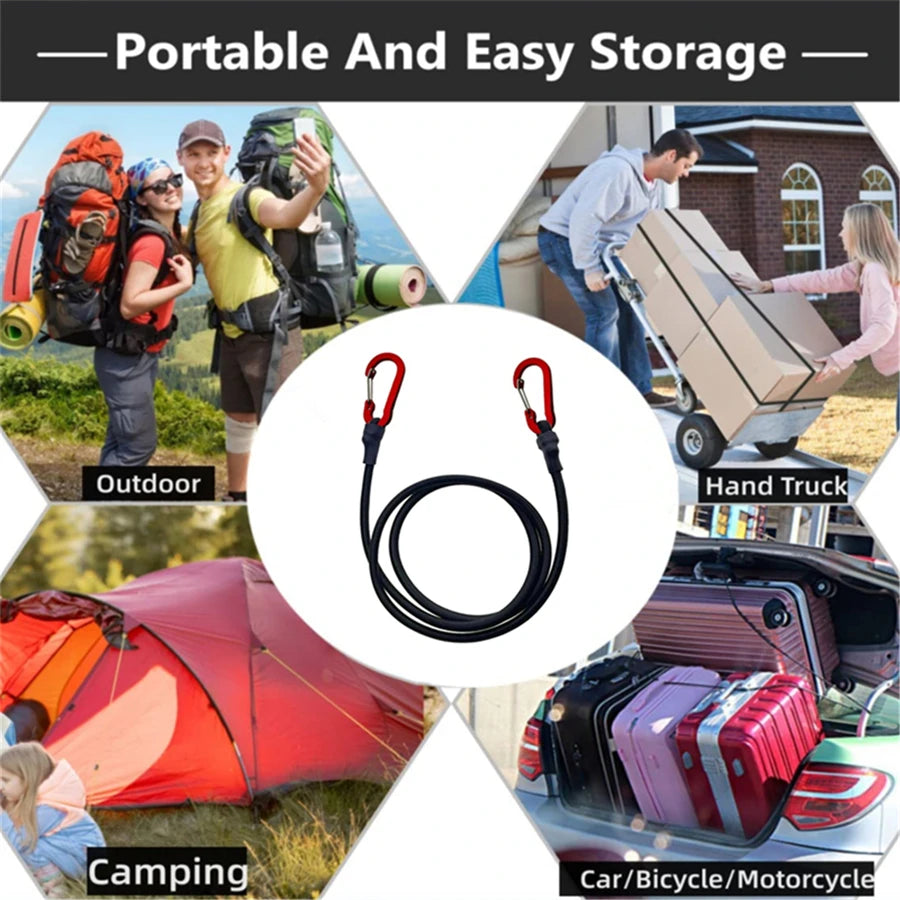 30-210cm 8mm Packing Ropes Outdoor Elastic Bungee Cords with Red Hooks Stretch Lightweight for Bikes Car Luggage Roof Rack Strap