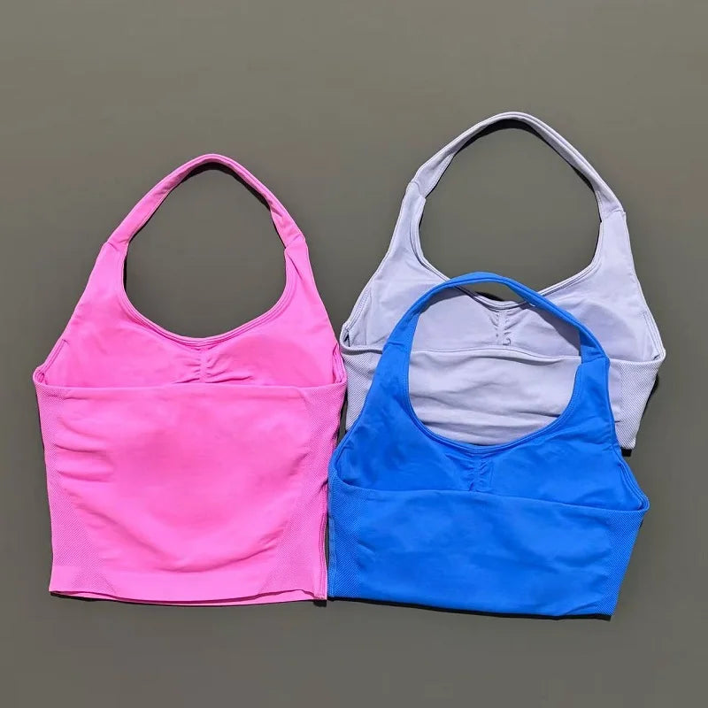 Women Sports Yoga Vest Running Gym Top Fitness Quick-Dry Workout Vest High Elastic Yoga Tank Top Gym Seamless Workout Sports Bra