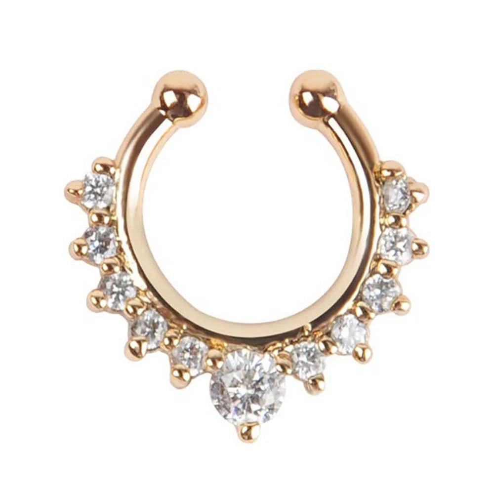 1pc New Fake Piercing Jewelry Clip On Nose Septum Ring for Women Fake Nose Rings Hoop Crysta Faux Non Pierced Nose Ring Earrings