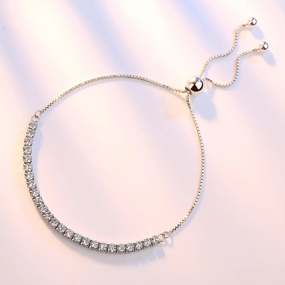 925 Sterling Silver Bracelet Love Elegant Zircon Tennis  Crystal Chain for Women Fashion Noble Engagement Wedding Glam