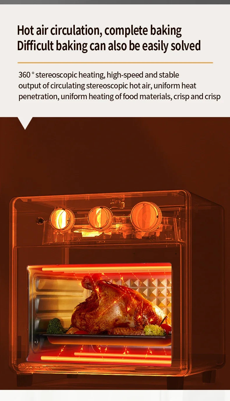 13L Air Fryers 26L Large Capacity Electric Fryer Oven Oilless Cooker Visible Window Household Kitchen Deep Fryer without Oil
