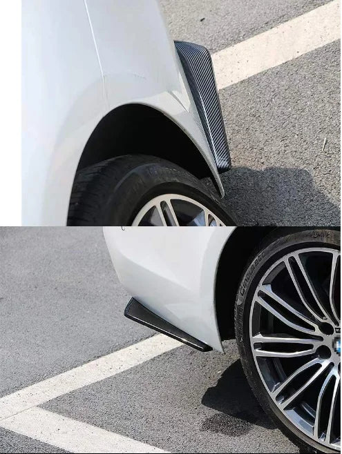 2pcs Universal Car Rear Bumper Lip Diffuser Splitter Spoiler Scratch Protector Black Carbon Fiber Rear Lip Wrap Angle Splitters