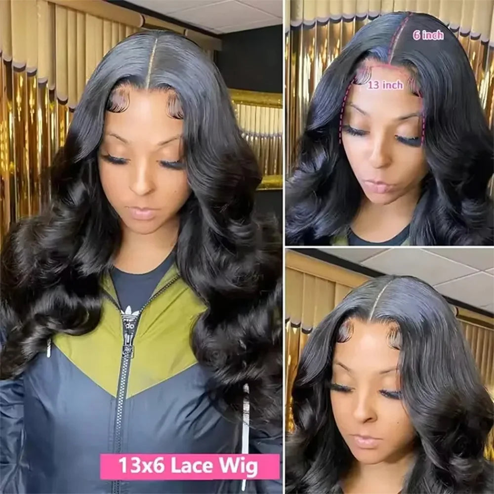 200% Density 13x6 Body Wave Lace Front Wigs Human Hair Pre Plucked For Black Women HD Transparent Glueless Lace Frontal Wigs