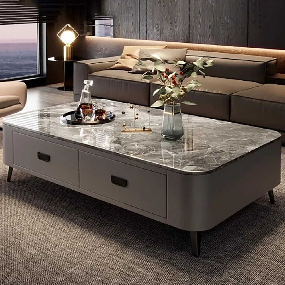 Luxury Marble Effect Coffee Tables Modern Design Square Storage Coffee Tables Minimalist Aesthetic Stolik Kawowy Home Furniture