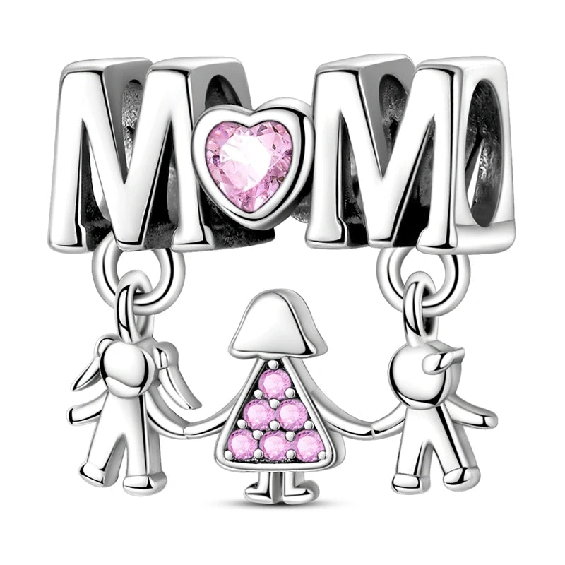 MULA Pink 925 Sterling Silver Charms Pendant Perfume Dreamcatcher Heart Love Beaded Fit Original Bracelet Women DIY Jewelry Gift