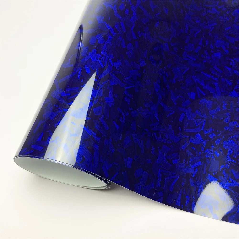 Glossy Laser Forged Carbon Fiber Vinyl Wrap Self-Adhesive Car Sticker Waterproof for Automotive Styling Interior Decoration Film