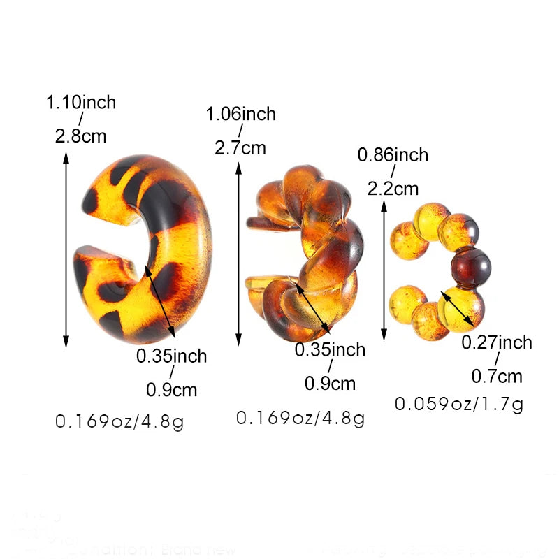 1 Piece Round Leopard Print Ear Clips Earrings For Women C Shape No Piercing Fake Cartilage Ear Cuff Female Jewelry Accessories