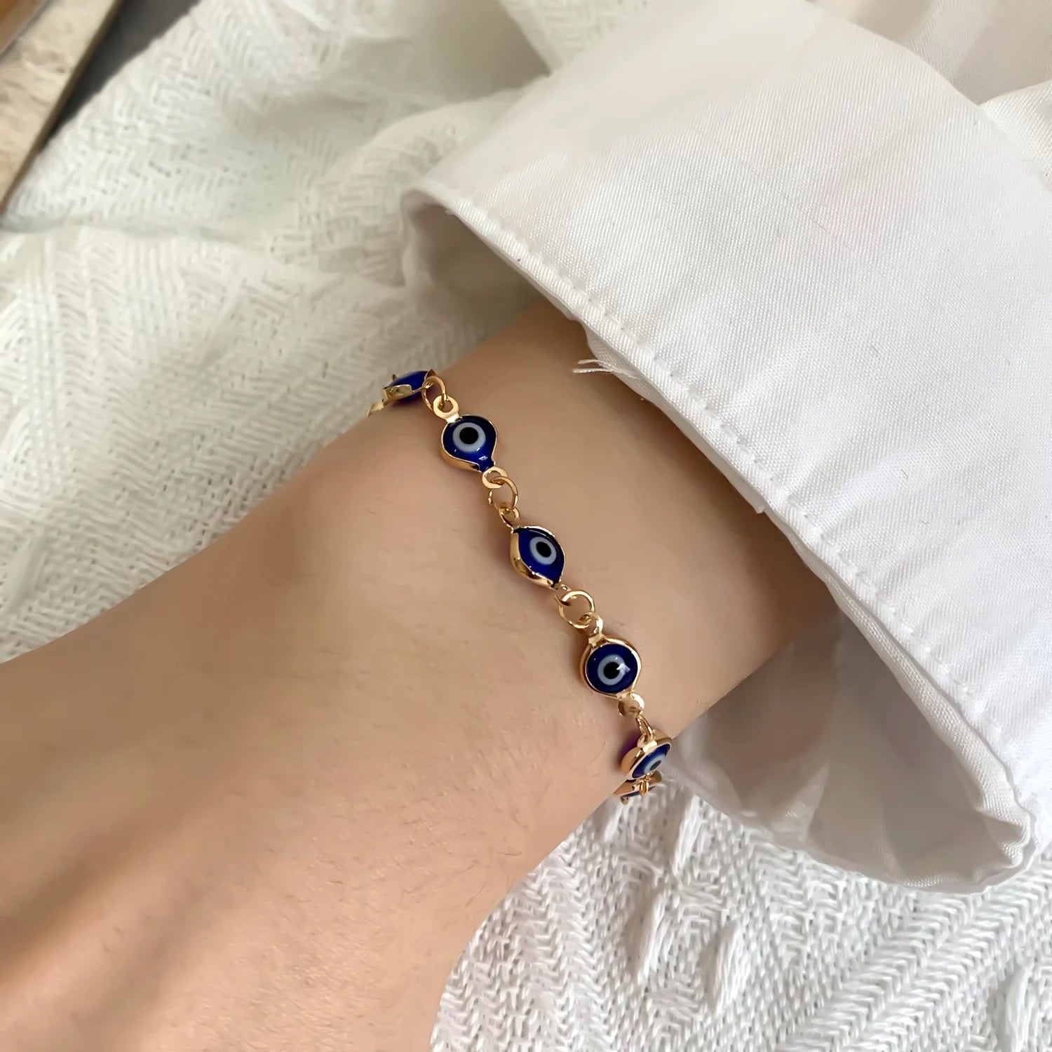 Clearance_Lucky Turkey Evil Eye Bracelet For Women Men Colorful Red Blue Eye Adjustable Metal Chain Bangles Good Luck Wealth Jew