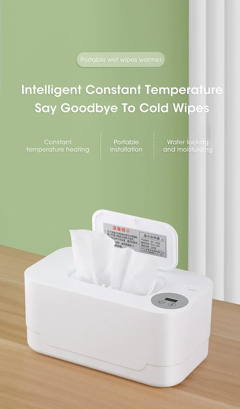 Baby Wet Wipe Heater Warmer with LED Display Wet Towel Dispenser Portable USB Baby Wipe Warmer Napkin Heating Box Home/Car
