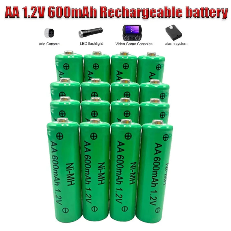 1.2V AA 600mAh Ni-MH Rechargeable Battery High Capacity Cell for Solar Garden Lights, Clock, Electric Shaver, Mouse