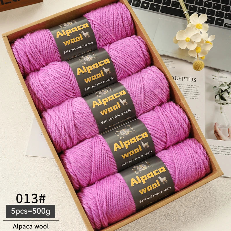 500g Alpaca Wool 245 Chunky Knitting Yarn Multi-Color Autumn and Winter Fashionable Gift for Men and Women DIY Knitting Material Kit for Warm Sweaters, Coats, Scarves, Hats, Gloves, Leg Warmers, Knee Pads Yarn Balls 5Pcs/Pack