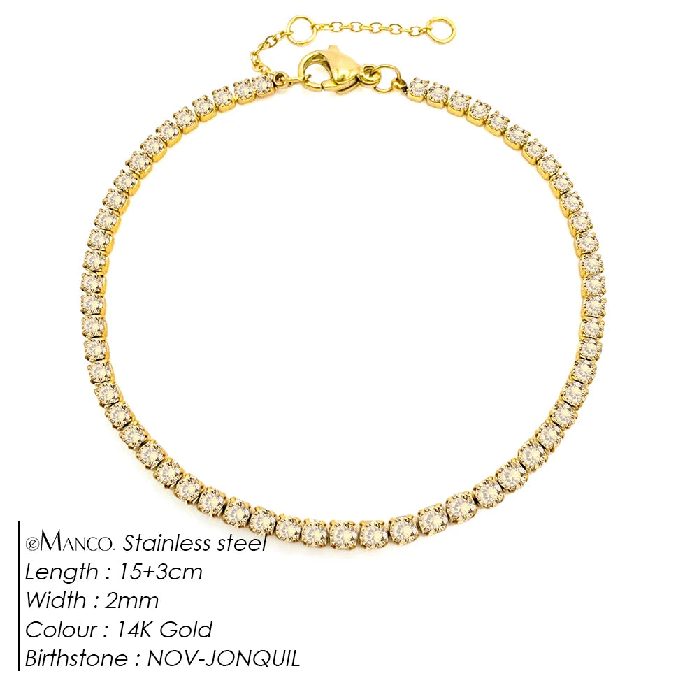 EManco Stainless Steel Women's Zirconia Tennis Bracelet Classic Bridal Accessories Wholesale